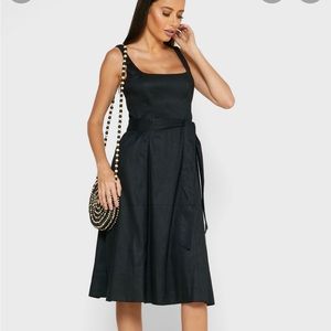 BR Banana Republic Square Neck Cotton Tie Waist Midi Dress 4